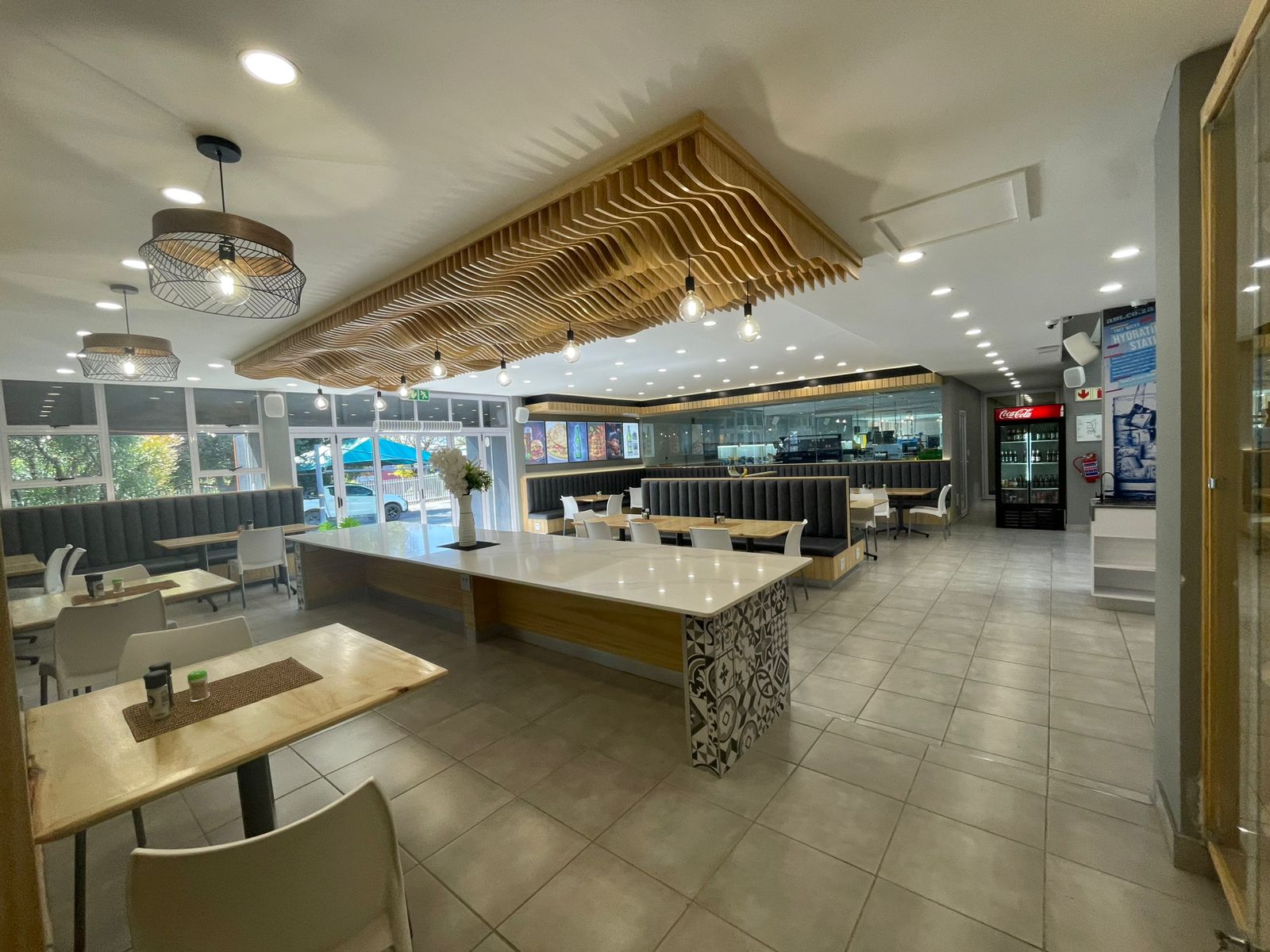 Restaurant interior wide view
